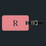 Monogram Initials Name Template Black Salmon Pink Luggage Tag<br><div class="desc">Monogrammed initial and also personal details like name,  address,  phone number and email all of which you can edit. Designed with solid salmon pink background with black colour texts,  you can change both the colours if you wish.</div>