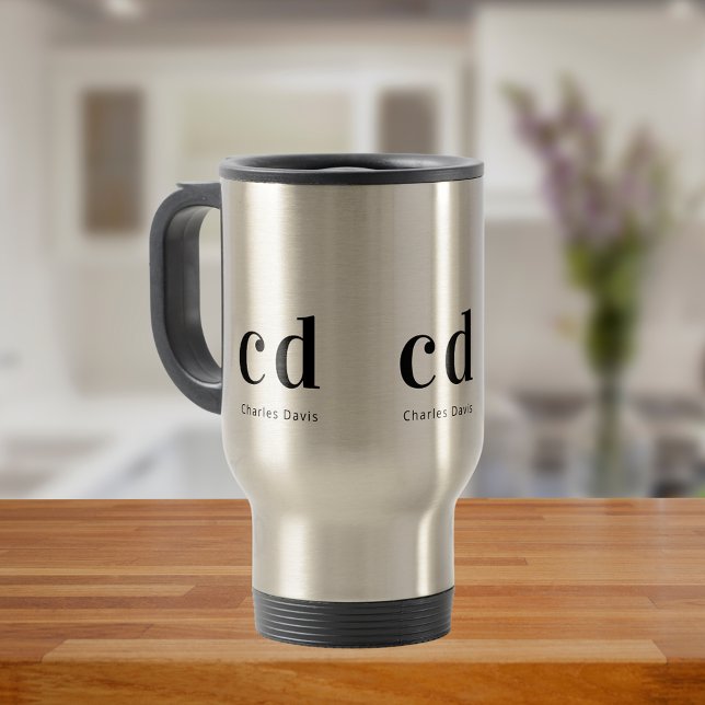 Monogram initials name travel mug (Creator Uploaded)