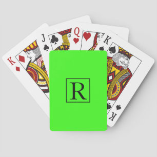 Monogram Initials Neon Green Colourful Bright Cool Playing Cards