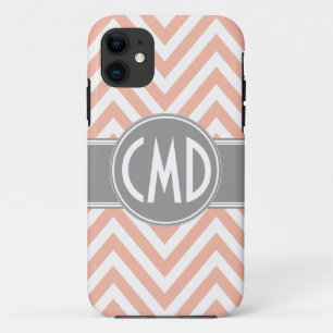 MONOGRAM INITIALS ORANGE CHEVRON iPhone 11 CASE
