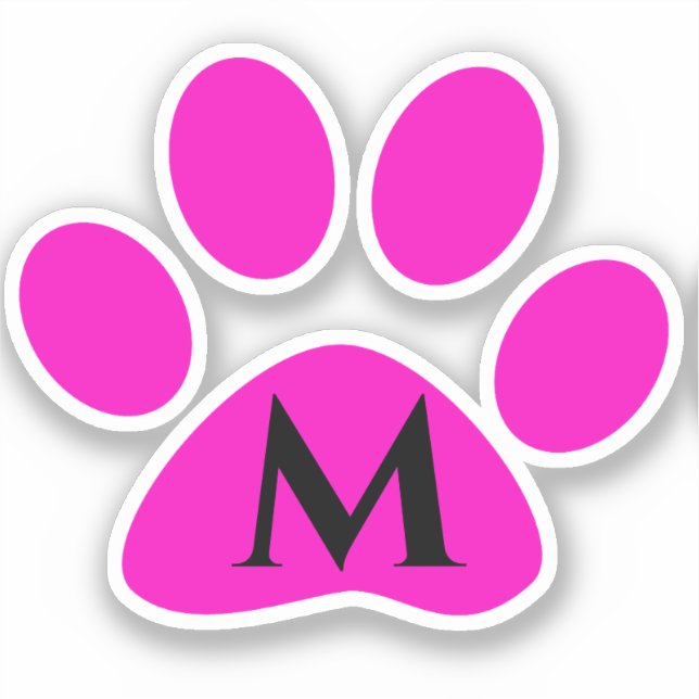 Monogram Initials Paw Prints Pink Black Cute Girly (Front)
