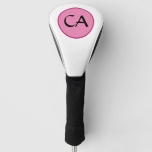 Monogram Initials Pink Black typography Golf Head Cover