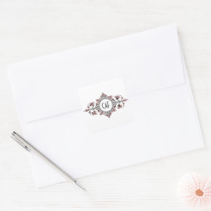 Monogram Initials Pink Grey Silver Envelope Seals