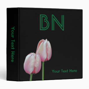 Monogram Initials Pink Tulip Flowers Personalized Binder