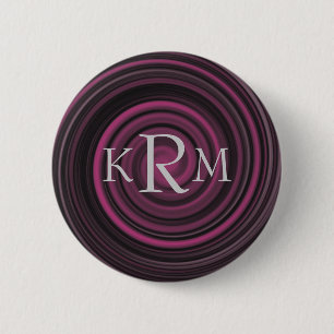 Monogram Initials Plum Swirl Customizable Button