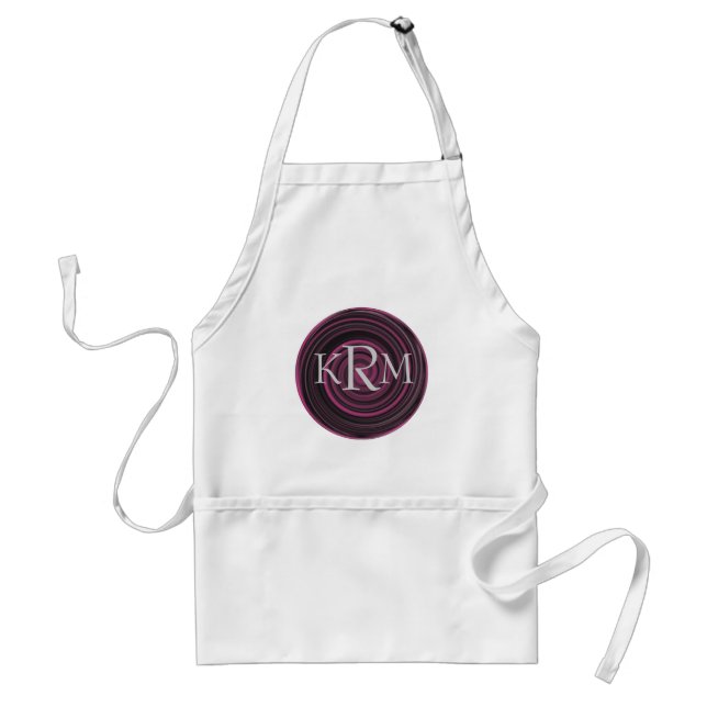 Monogram Initials Plum Swirls Apron (Front)