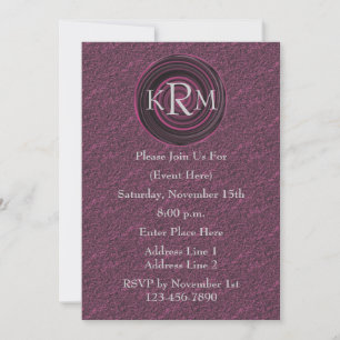 Monogram Initials Plum Swirls Party Invite