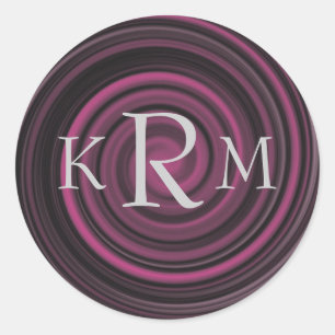 Monogram Initials Plum Swirls Personalized Classic Round Sticker
