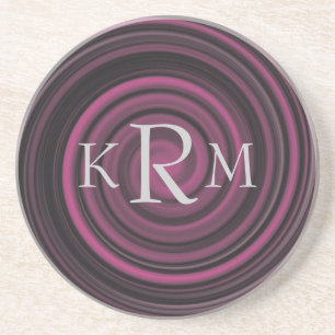 Monogram Initials Plum Swirls Personalized Coaster
