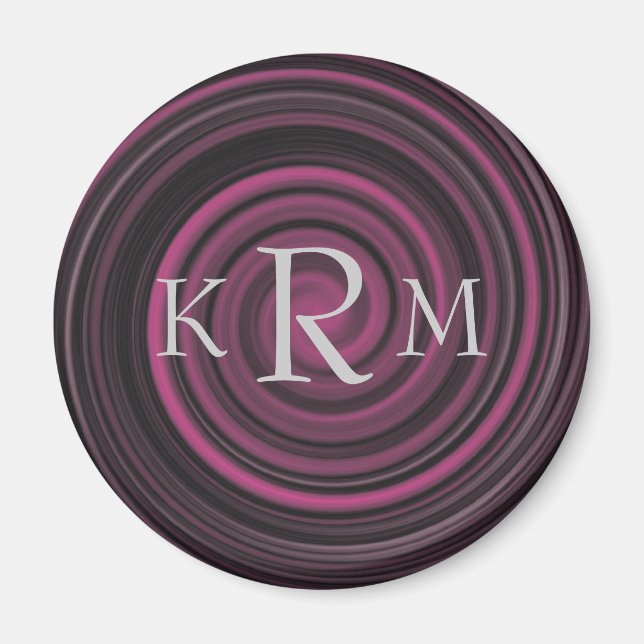 Monogram Initials Plum Swirls Personalized Magnet (Front)