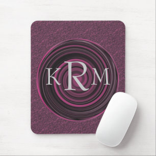 Monogram Initials Plum Swirls Personalized Mouse Pad