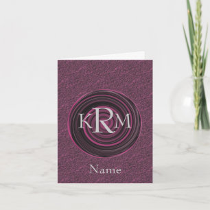 Monogram Initials Plum Swirls Personalized Note Card
