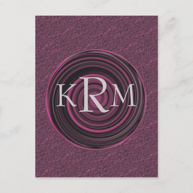 Monogram Initials Plum Swirls Personalized Postcard (Front)