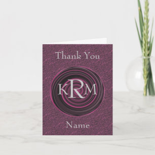 Monogram Initials Plum Swirls Personalized Thank You Card