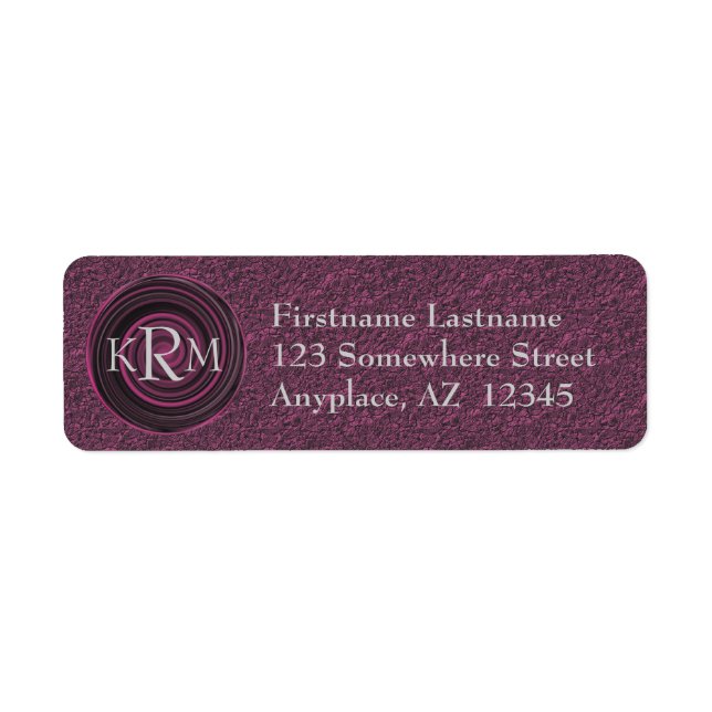 Monogram Initials Plum Swirls Return Address  (Front)
