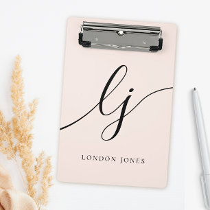 Monogram Initials Professional Minimal Script Name Mini Clipboard