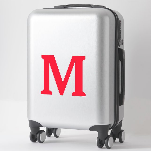 Monogram Initials Red Bold Custom Name Trendy (Suitcase)