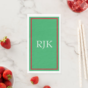 Monogram Initials Red Green 2023 Custom Name  Napkin
