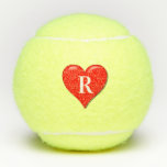Monogram Initials Red Heart Cute Valentine's Day Tennis Balls<br><div class="desc">Designed with text template for monogrammed initials with red heart design,  you can personalize this to make it a unique gift!</div>