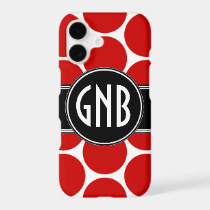 MONOGRAM INITIALS RED POLKA DOTS