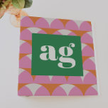 Monogram initials retro modern geometric binder<br><div class="desc">Monogram initials retro modern geometric pink and green personalized organisation binder.</div>