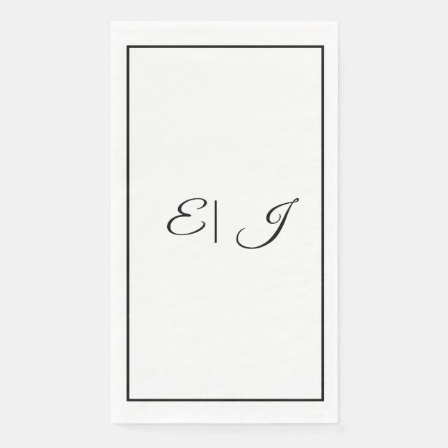 Monogram Initials Retro Script Elegant Wedding Napkin (Front)