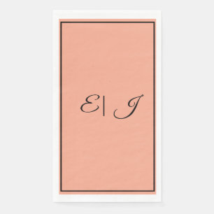 Monogram Initials Retro Script Orange Cool Wedding Napkin