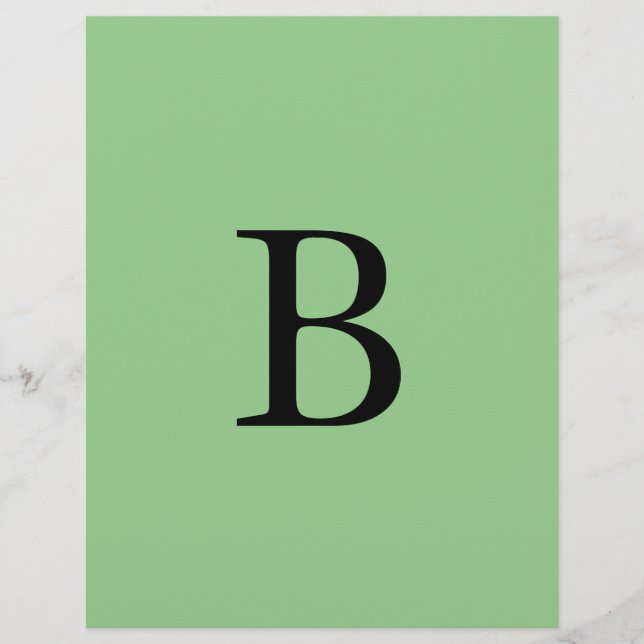 Monogram Initials Sage Green Colourful Custom Name Letterhead (Front)