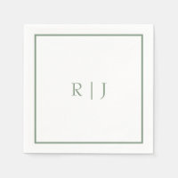 Monogram Initials Sage Green Simple Cool Wedding
