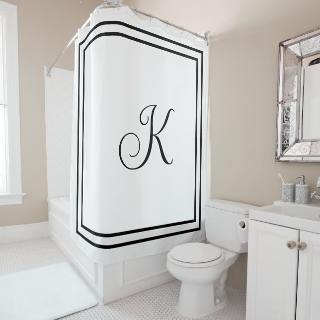Monogram Initials Script Custom Name Black White (In Situ)