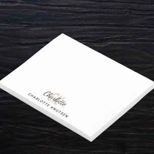 Monogram initials script white black post-it notes