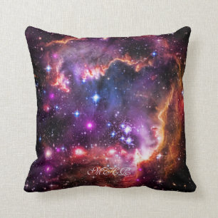 Monogram Initials Starry Aladdins Space Cave Throw Pillow