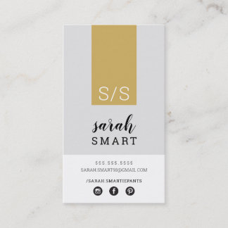 MONOGRAM INITIALS tab modern black old gold grey Business Card