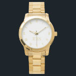 Monogram Initials Unisex Luxe Gold Bracelet Watch<br><div class="desc">Custom, personalized, unisex luxurious gold tone stainless steel bracelet wrist watch. Simply type in the initials. Go ahead create a wonderful, custom watch for the special men and women in your life - mom, dad, bride, groom, wife, husband, sister, brother, grandma, grandfather, girlfriend, boyfriend. Makes a great custom gift for...</div>