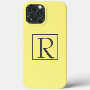 Monogram Initials Yellow Grey Grey Custom Classy iPhone 13 Pro Max Case
