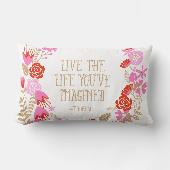 Monogram Inspiration Live Life Imagined Quote Lumbar Pillow (Front)