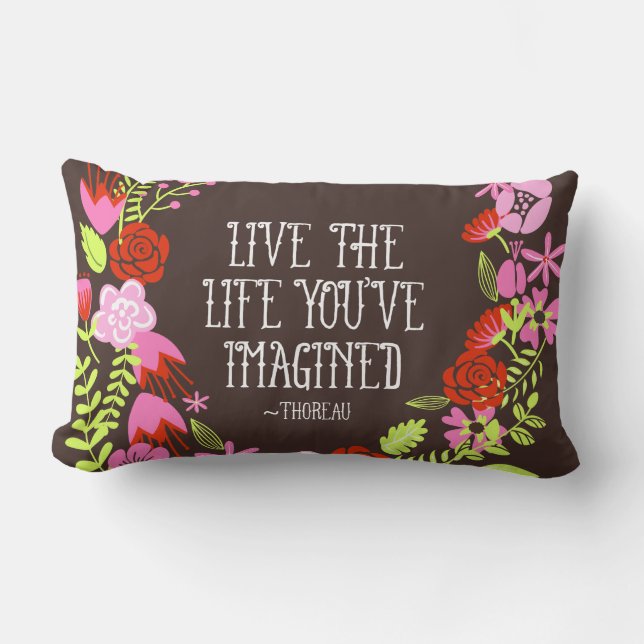 Monogram Inspiration Live Life Imagined Quote Lumbar Pillow (Front)