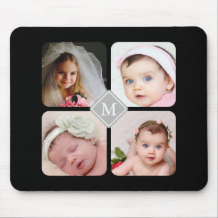Monogram Instagram Photo Collage Custom Mouse Pad