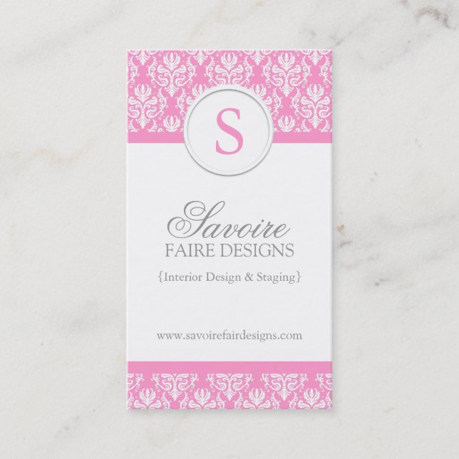 Monogram Interior Decorator Business Cards (Front)