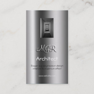 Monogram, Interior Design Architect, metallic-look Business Card