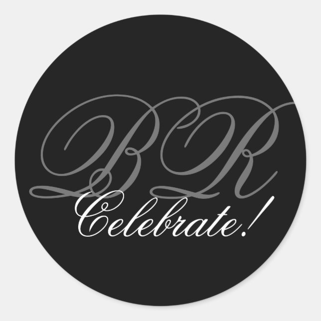 Monogram Invitation Seal_ Celebrate! Classic Round Sticker (Front)