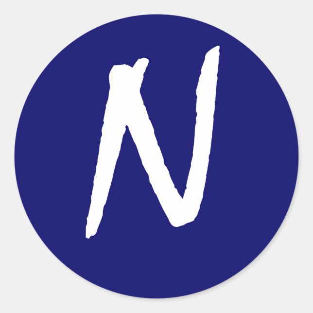 Monogram Invitation Seal "N"  Customizable Navy (Front)