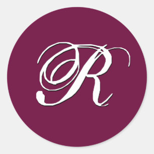 Monogram Invitation Seal "R"  Customizable Wine