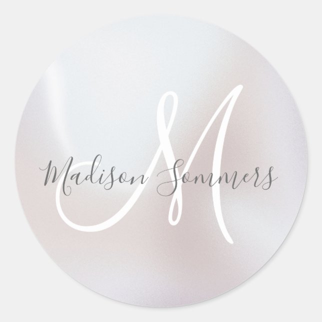 Monogram Iridescent Pearl Shimmer Envelope Seals (Front)