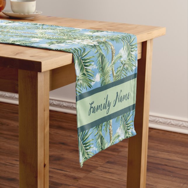 Monogram Island Palm Short Table Runner (In Situ)