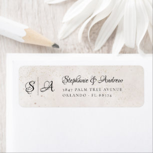 Monogram Ivory and beige Wedding Return Address