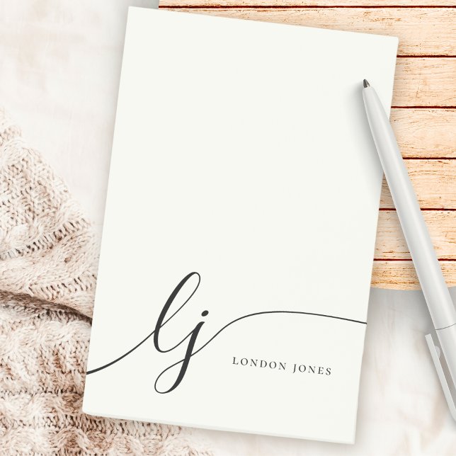 Monogram Ivory White Modern Minimalist Feminine Post-it Notes (Creator Uploaded)