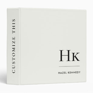 Monogram Ivory White Simple Elegant Monogrammed Binder