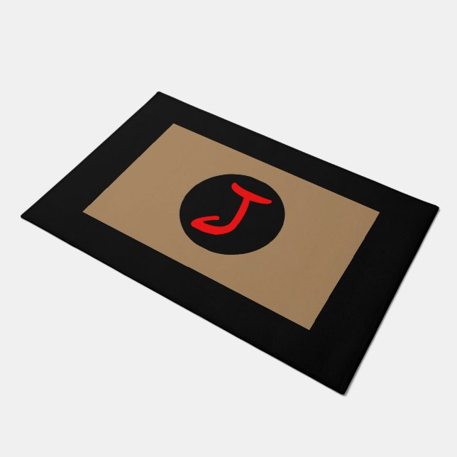 Monogram J Black Trim Doormat (Angled)