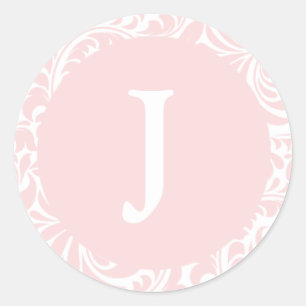 Monogram J Blush Colour Custom Wedding Monograms I Classic Round Sticker